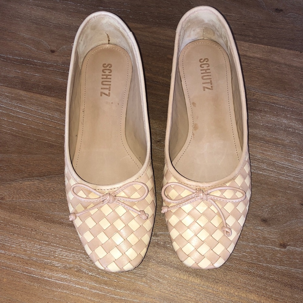 SCHUTZ Woven Leather Ballet Flats